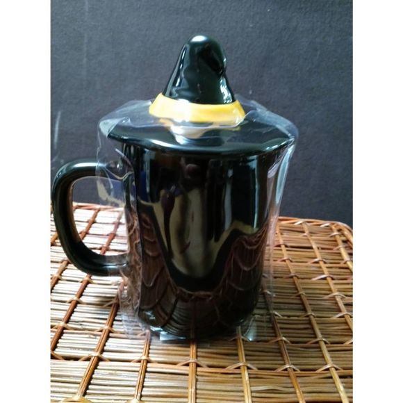 Rae Dunn Artisan Collection by Magenta BASIC WITCH Decorative Mug With Lid Black - Picture 3 of 6